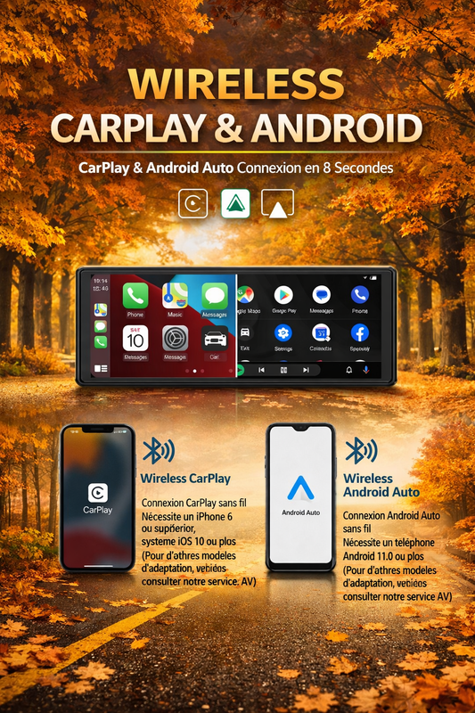 Écran CarPlay 11,26” Haute Définition – Grand écran tactile 4K + 1080P