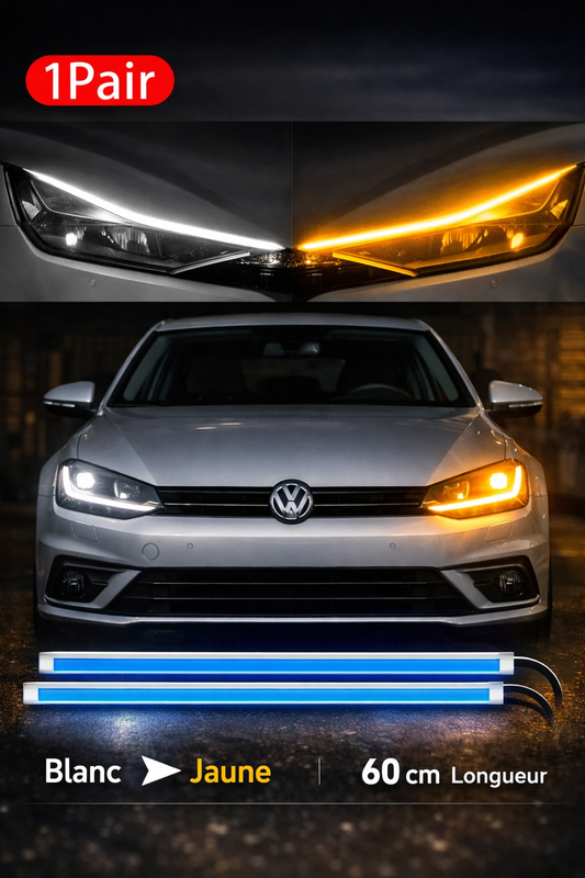1️⃣ Bandes LED Dynamique pour Phare – Effet Bleu Glacé Universel