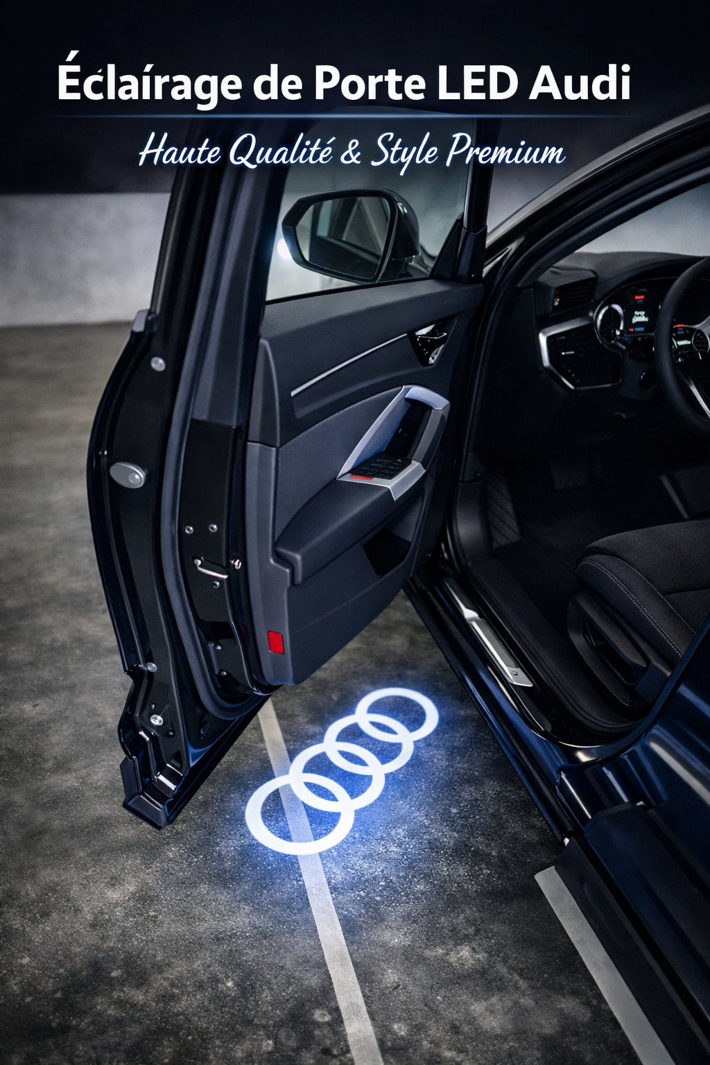 Lumière de Porte LED Audi – Projection Logo Premium (S line / RS / Audi Sport / Quattro)
