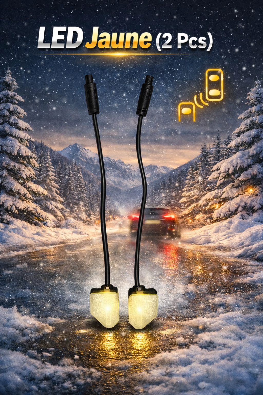 Kit LED Angle Mort pour Rétroviseur – Sécurité Visuelle Universelle (Rouge ou Jaune, 2 pièces)