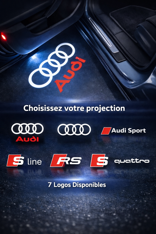 Lumière de Porte LED Audi – Projection Logo Premium (S line / RS / Audi Sport / Quattro)