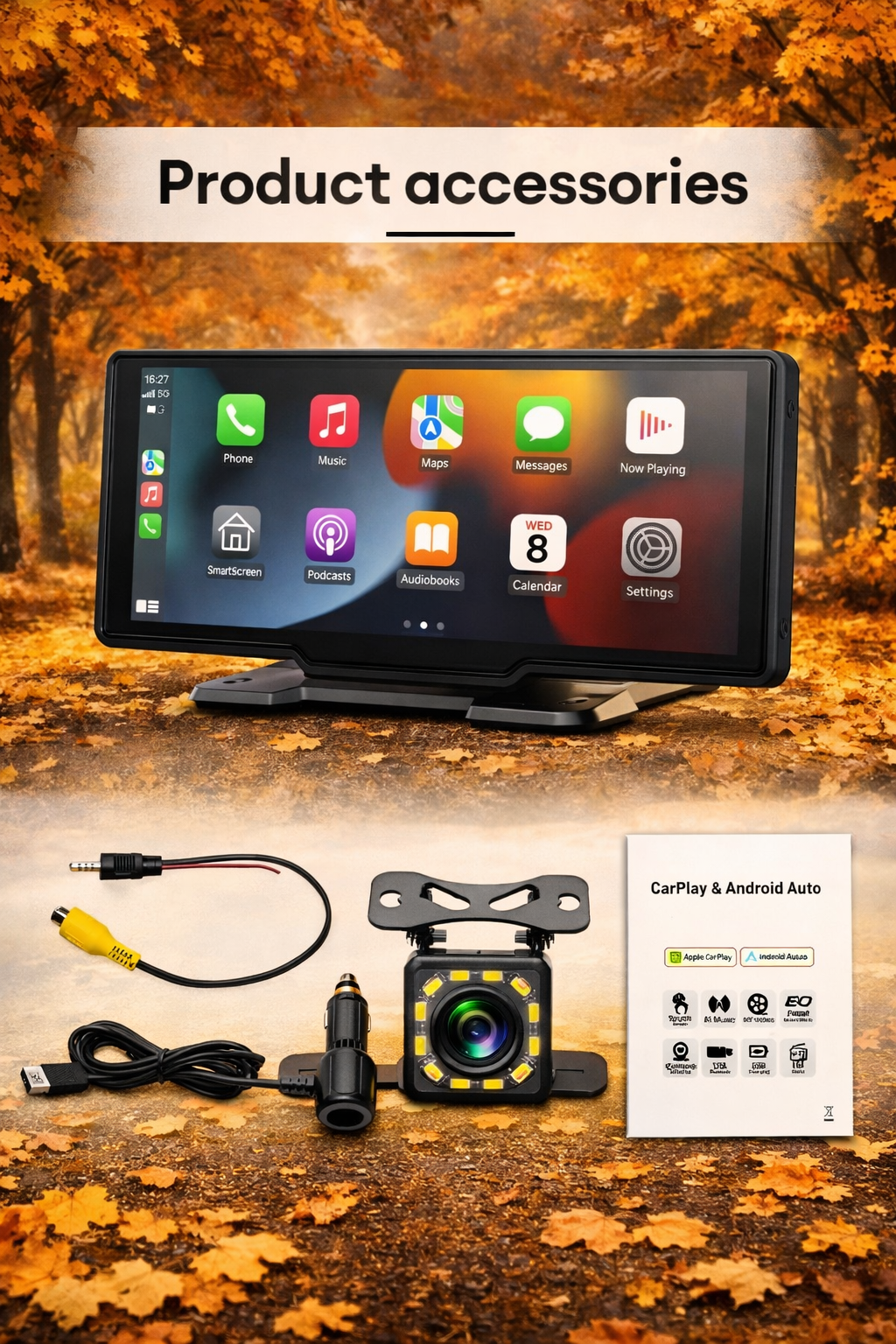 Écran CarPlay 11,26” Haute Définition – Grand écran tactile 4K + 1080P