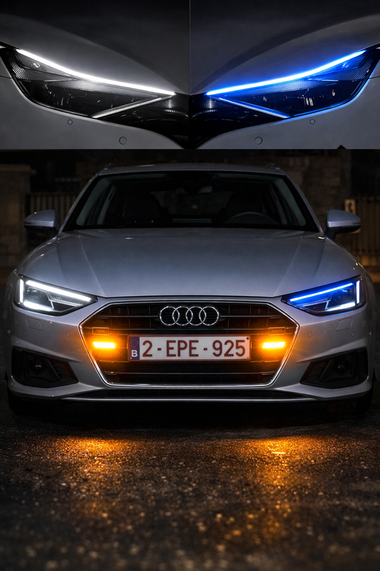 1️⃣ Bandes LED Dynamique pour Phare – Effet Bleu Glacé Universel