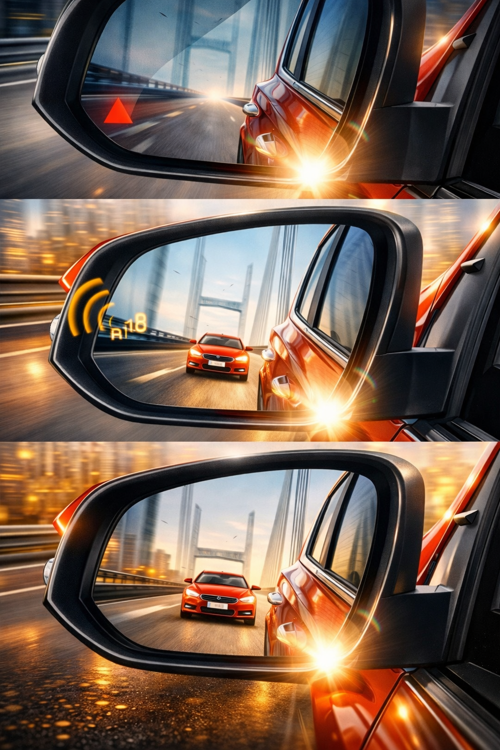 Kit LED Angle Mort pour Rétroviseur – Sécurité Visuelle Universelle (Rouge ou Jaune, 2 pièces)