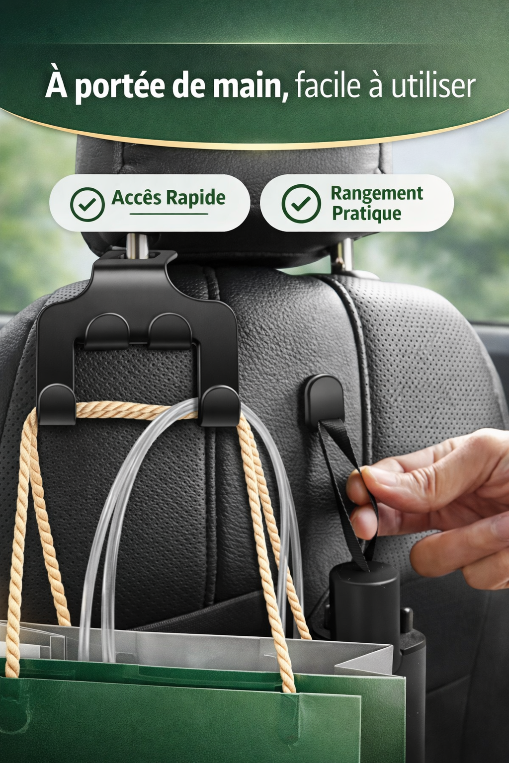 Support Téléphone Appui-Tête Voiture – Pliable, Rotatif 360°, Compatible Tous Smartphones